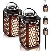 blonbar 2pcs Outdoor Speakers with Torch Atmosphere,10W Portable Bluetooth Stereo Speaker,IP65 Waterproof Led Flame Speakers, Torch Lights for Patio Home Decor, for Men Women Dads Moms