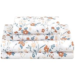 Softan Orange Flower Sheets for King Size Bed