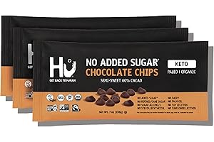 Hu No Added Sugar Chocolate Chips | 3 Pack | Keto, Organic, Paleo, Gluten Free, Dark Chocolate Chips, Sweetened with Dates | 