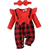 FOCUTEBB Baby Girl Clothes Fall Winter Outfits Ruffles Plaid Romper Long Sleeve Bodysuit One Piece Jumpsuit 0-18 Months