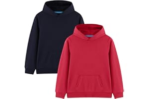 Phedrew 2-Pack Kids Cotton Hoodies Toddlers' Fall Outfits Pullover Hooded Medium Weight Sweatshirts for Boys and Girls