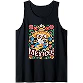 Viva Mexico Mexican Folk Art Mariachi Sugar Skull Tank Top