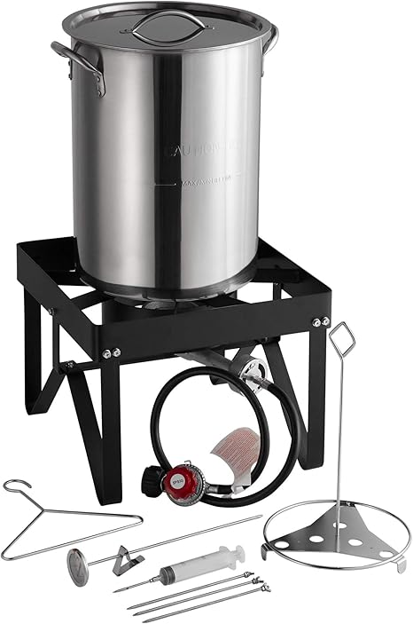 Backyard Pro 30 Qt Stainless Steel Turkey Deep Fryer Kit Steamer Pot Propane Lp Amazon Ca Home Kitchen
