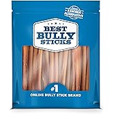 Best Bully Sticks 6 Inch Odor-Free Bully Sticks - 20 Count (Pack of 1) - Bulk Bag, Odorless Natural Grass-Fed Beef, Easily Digestible, No Grain or Rawhide, Ideal for Big Breeds