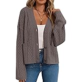 GREAIDEA Women's Fall Chunky Knit Open Front Sweaters Long Sleeve Button Cardigan 2025 Loose Short Outerwear Coats