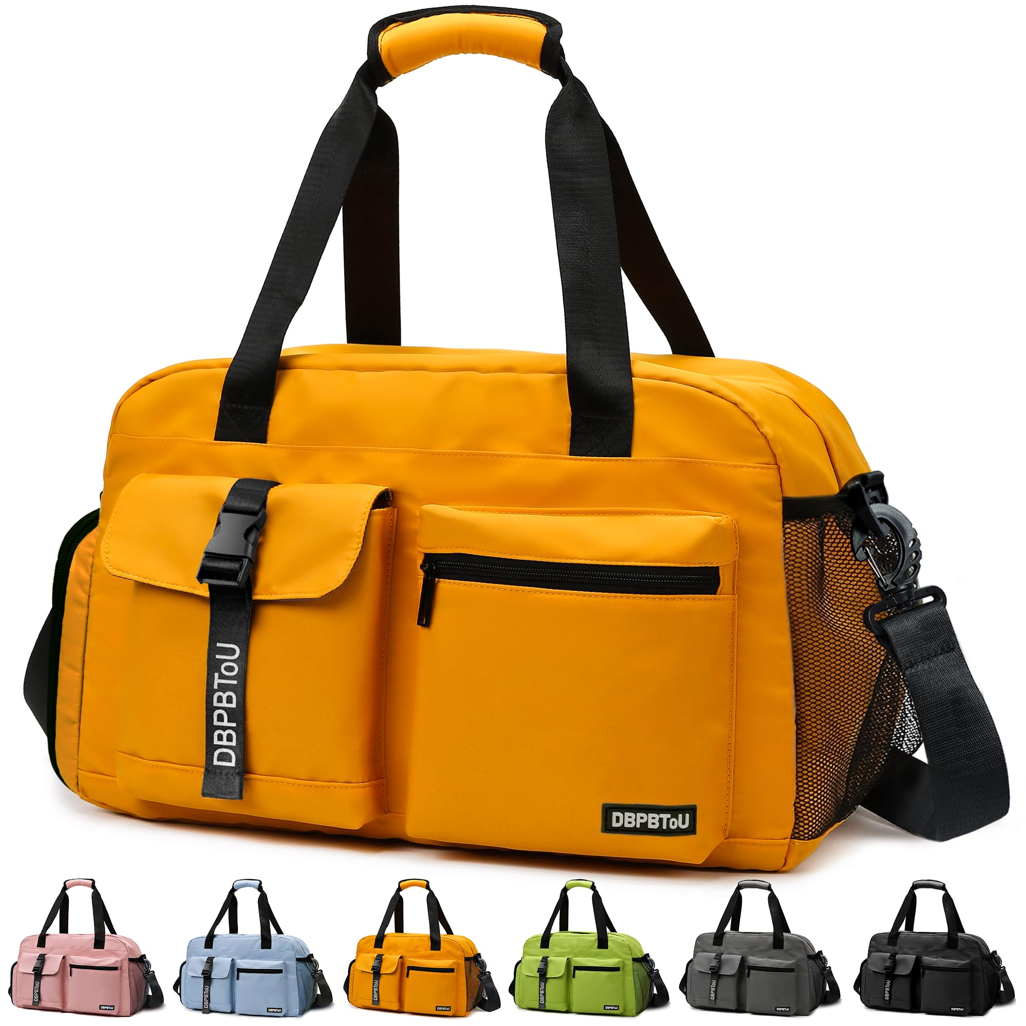 DBPBToU Gym Bag Womens Men with Two Ventilation Holes, Gym Bag with Shoe Compartment and Wet Compartment, Waterproof Duffle Bag (Orange)