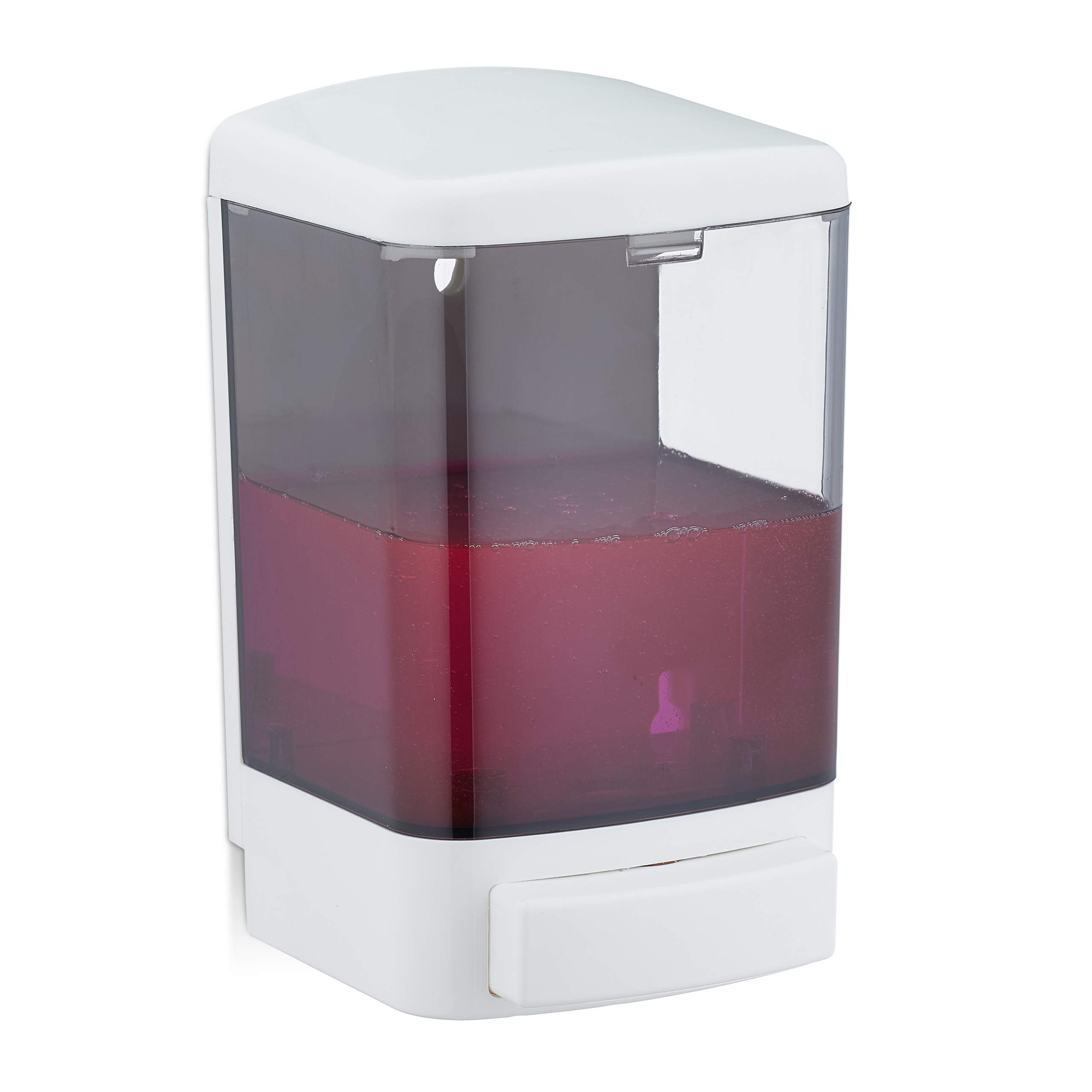 Relaxdays Soap Dispenser, 1000 ml Volume, Easy to Refill, Bathroom & Kitchen Dispenser, Wall-Mount, Plastic, White/Black