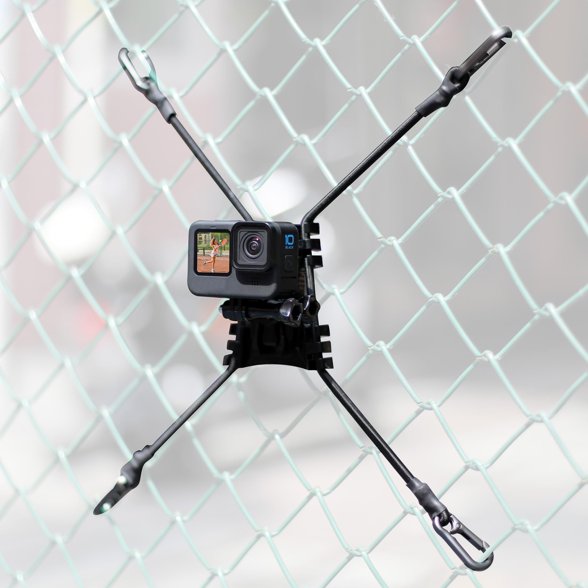 YALLSAME Fence Mount for GoPro, Chain Link Backstop Mount for GoPro Hero 13 12 11 10 9 8 7 6 5 4 3, AKASO, DJI OSMO Action 6 5 Pro 4 3, Insta360 Camera, Ideal for Softball/Baseball/Tennis Games