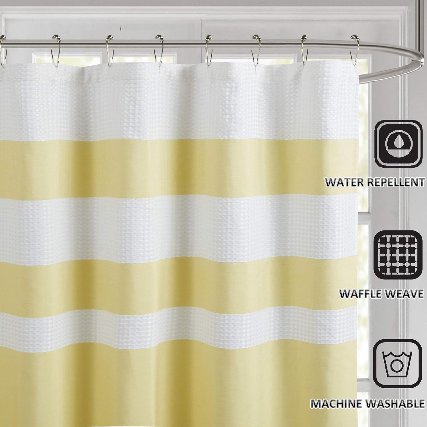 Madison Park Spa Waffle Shower Curtain Pieced Solid Microfiber Fabric with 3M Scotchgard Water Repellent Treatment Modern Home Bathroom Decorations, Standard 72X72, Grey: Home & Kitchen