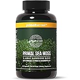Primal Harvest Sea Moss Capsules with Bladderwack and Irish Sea Moss, Chlorella, Broccoli Seed Extract Plant-Based Supplements for Adults