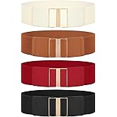 JASGOOD 4 Pack Wide Elastic Stretch Waist Belts for Women Dress Belt