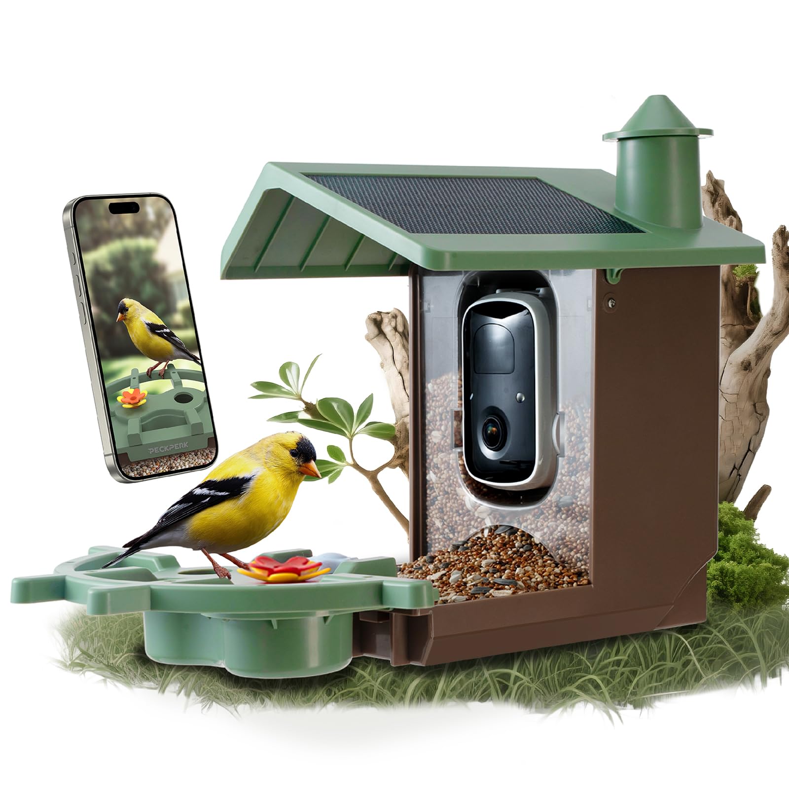 Photo 1 of Smart Bird Feeder with Camera Solar Powered Outdoor - 2K HD Live Video, AI Bird ID, Squirrel-Proof, Instant Alerts & IP65 Weatherproof Outside, Great Gift for Familys & Friends