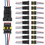 AITRIP 10 PACK 3 Pin Way Waterproof Electrical Wire Connector Plug Automotive Wire Connectors Plug with Wire AWG Marine for car Truck, Boat