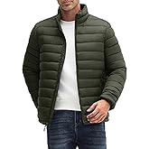 WHN Men Puffer Jacket Coat Lightweight Winter Waterproof Windproof Stand Collar Full Zipper Coats with 3 Pockets