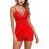 Avidlove Women Sleepwear Satin Pajamas Set Lace Camisole Shorts Nightwear