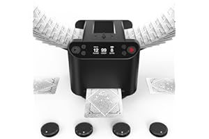 BESTECCT 2025 New Automatic Card Shuffler and Dealer,3-in-1 Card Shuffler Machine with 4 Drawing Remotes,1-2 Decks Support 12 Players,360°/180° Deal, Rechargeable,for Poker,UNO,Phase 10,Skip-Bo,Texas Hold'em