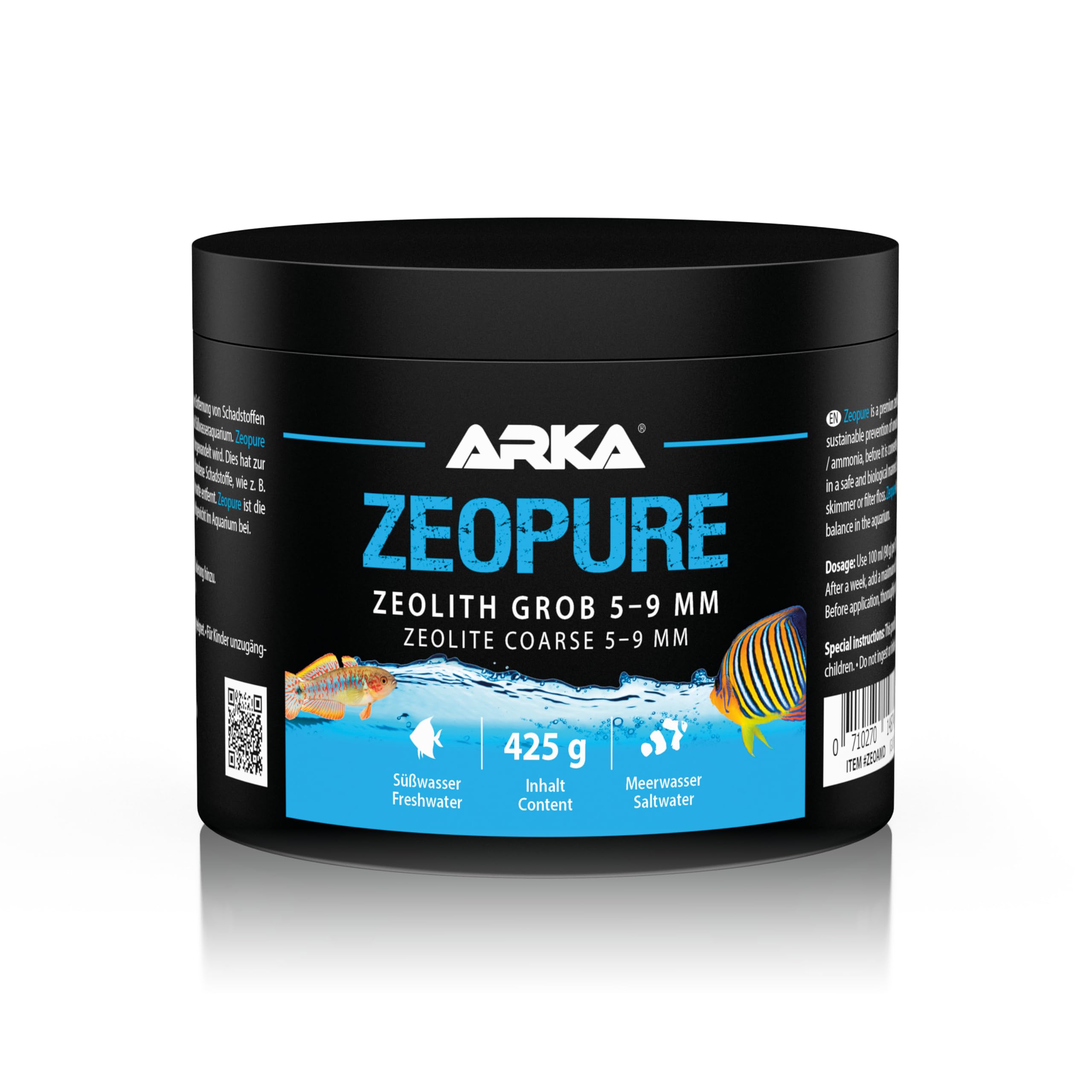 ARKA - Zeopure Zeolite - premium zeolite filter media, prevention of unwanted algae growth, toxins and heavy metals, for every salt & freshwater aquarium, multicolor, 500 ml / 425g, ZEOAMDG