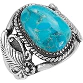 Turquoise Ring Sterling Silver 925 Genuine Gemstones Size 6 to 11
