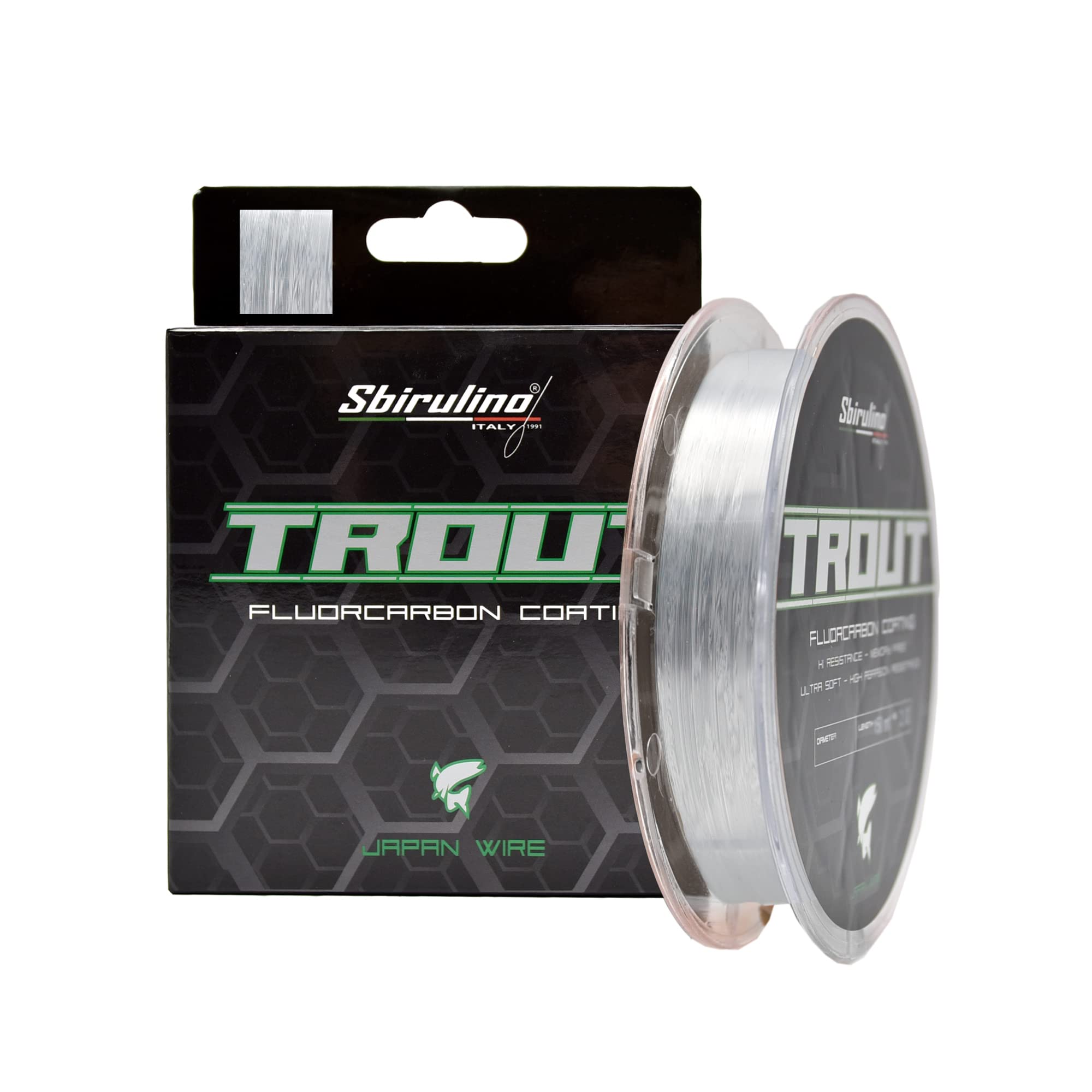 Sbirulino® fishing line fluorocarbon coating Trout MT 150-500-1000 diam. 0.12 to 0.25. Special trout competition.