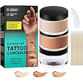 Tattoo Cover Up Makeup Waterproof, 2 Color Long Lasting Tattoo Concealer for Body, Covers Scars, Vitiligo, Dark Spots