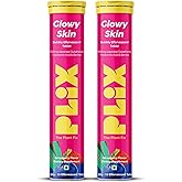 PLIX Glowy Skin 500mg Glutathione Supplement with Hyaluronic Acid, Vitamin C, E & Berries | 30 Effervescent Tablets, Strawberry Flavor