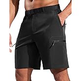 Haimont Men's Hiking Cargo Shorts 9" Lightweight Quick Dry Tactical Shorts 5 Zipper Pockets Fishing Travel Camping