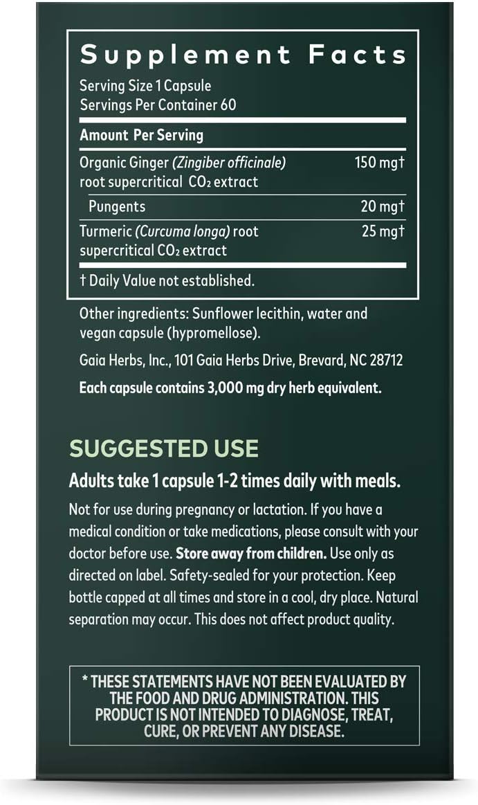 Gaia Herbs Ginger Supreme Liquid Phyto-Capsules, 60 Count: Health & Personal Care