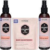 HASK 5-in-1 Coconut Leave-In Conditioner Duo (6oz-Qty 2) & Deep Conditioner Packette, Color Safe, Sulfate-Free, Paraben-Free, Gluten-Free, for All Hair Types