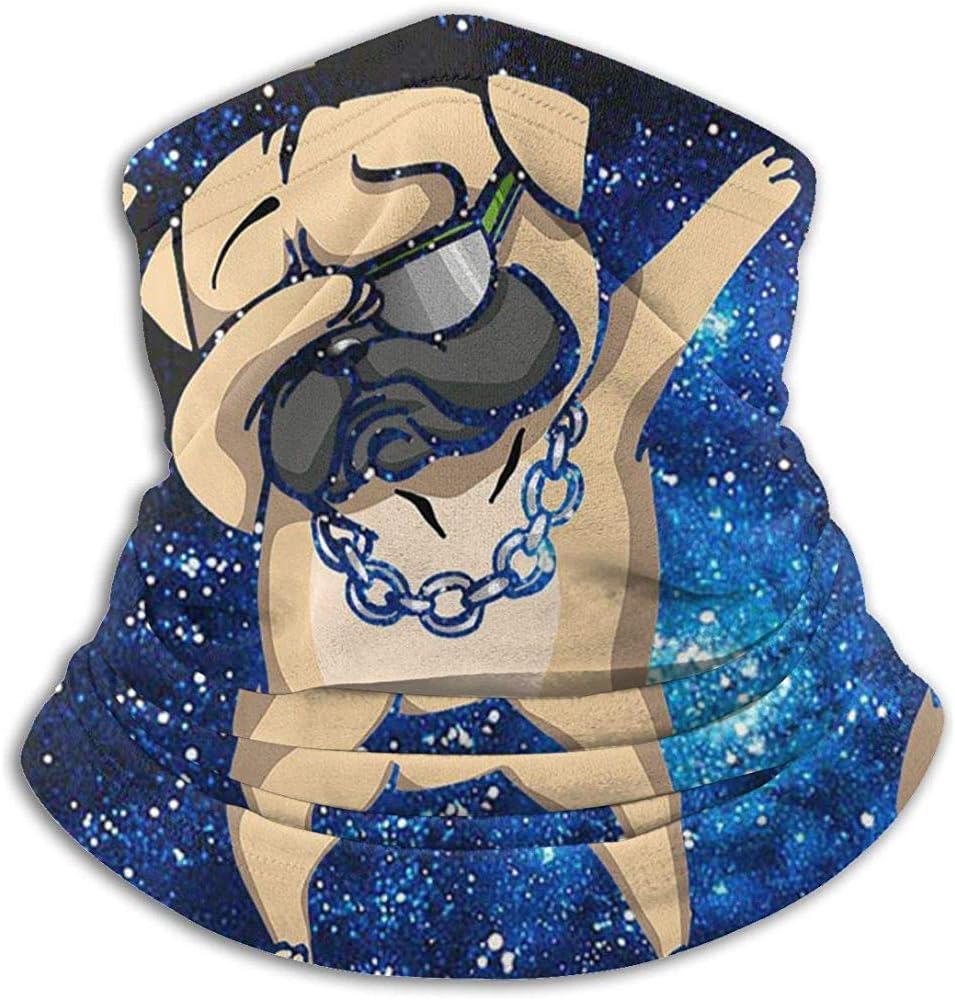 Unisex Funny Dabbing Pug Dog Winter Neck Warmer Gaiters Hairband Cold Weather Tube Face Mask Thermal Neck Scarf Outdoor UV Protection Party Cover