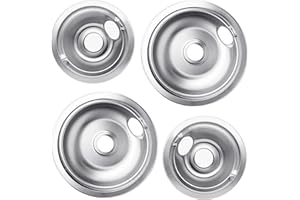 Pulluty Drip Pans for Electric Stove Compatible with Frigidaire,Tappan,Kenmore Stove Drip Pans w/Locking Slot, Includes 2 x 6-Inch and 2 x 8-Inch Drip Bowls(Model 316048413 & 316048414)