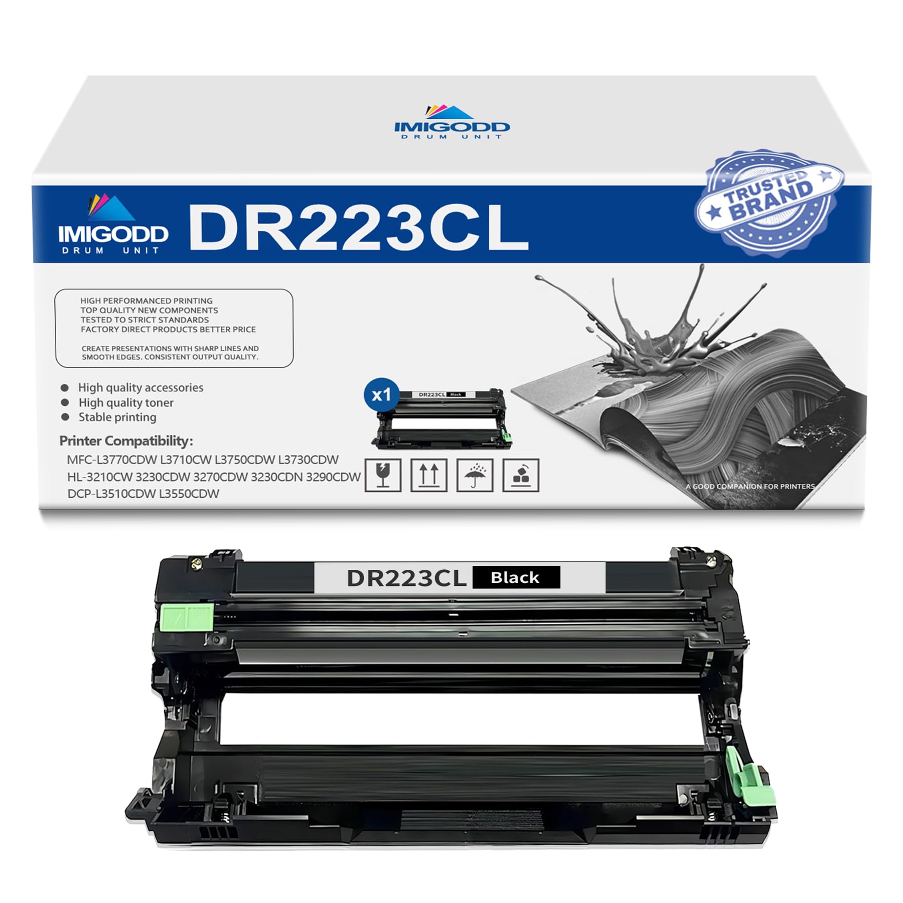 Photo 1 of 1-Pack DR223CL Black Drum Unit DR-223CL High Yield Replacement for Brother MFC-L3770CDW L3710CW L3750CDW L3730CDW HL-3210CW 3230CDW 3270CDW 3230CDN 3290CDW DCP-L3510CDW L3550CDW Printer