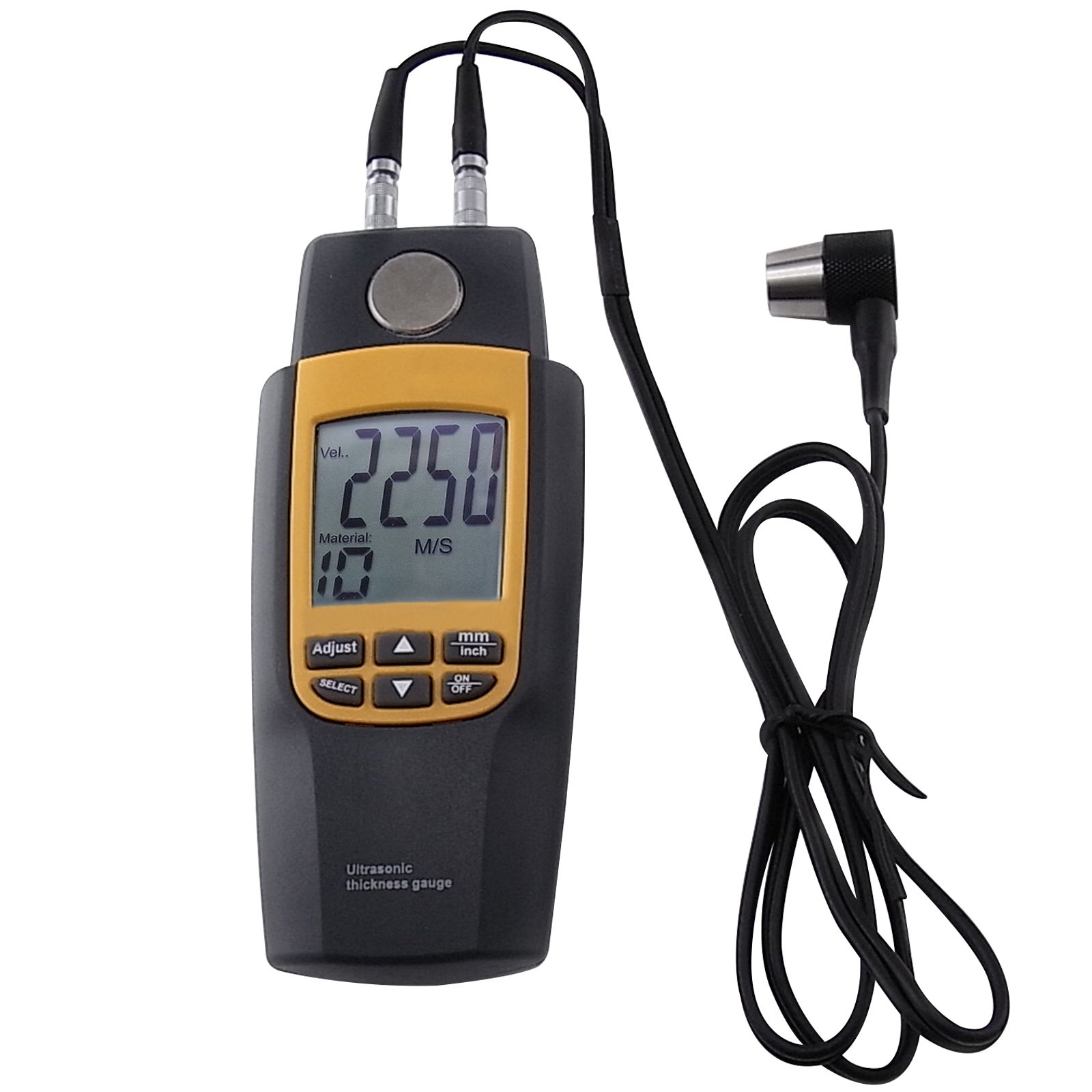 GAIN EXPRESS Ultrasonic Thickness Meter Tester Gauge Measure 1.2~220 mm Velocity Digital LCD for metal steel aluminum copper glass iron plastics tile brass gold silver zinc