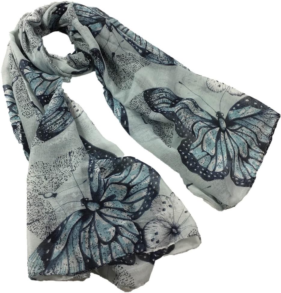 IFOUNDYOU 2020 New Womens Fashion Chiffon Butterfly Print Scarf Shawl Wrap Elegant Long Scarves Lightweight & Soft Stylish Ladies Large Long Scarf Scarf Women