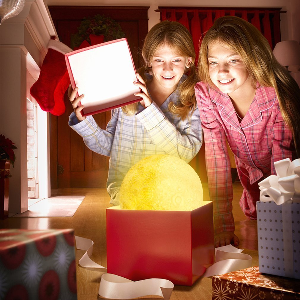 Lampada Lunare 3D con Telecomando，Notturna Lampada da Comodino con Usb Ricaricabile, Lampada Colorata Ottima per Bambino e Regalo (Diametro 12cm)