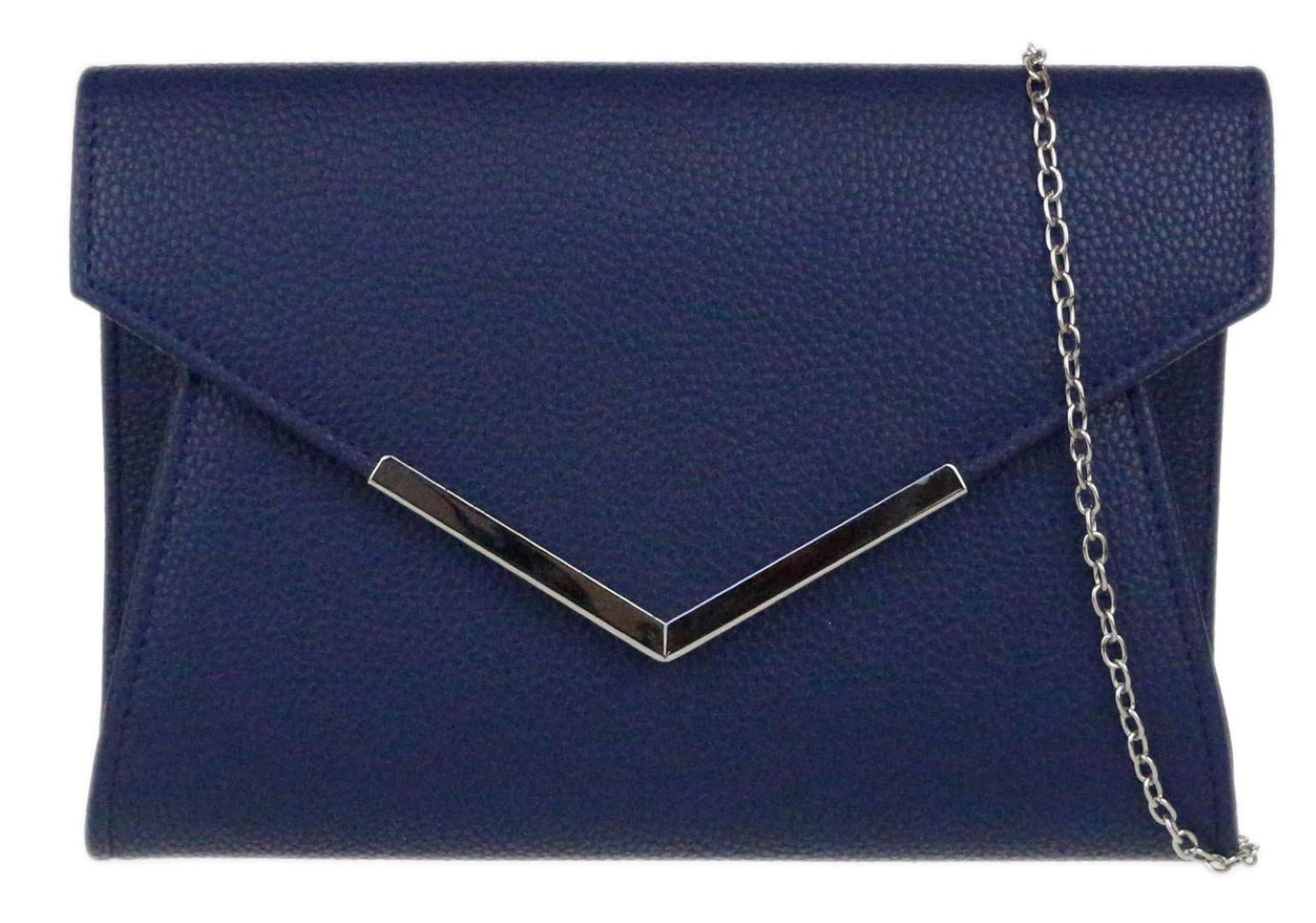 Girly Handbags Metallic Frame Clutch Bag - Navy