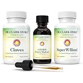 Dr Clark Store Intestine Support &amp; Cleanse Kit, Supports Intestinal Health | With Original Green Tincture From Black Walnut Hulls, Wormwood &amp; Cloves, 3-Piece Set, Gelatin Capsules