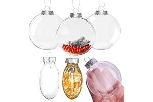 FUN N DOPE Clear Glass Ornaments for Crafts - 80mm (3.15 inches) Flat Fillable Ornaments Perfect for Customized Holiday Decor - Clear Flat Glass for Crafts and DIY Christmas Ornaments - 6 Pack