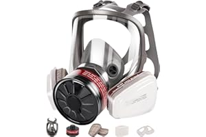VOCITXI Full Face Gas Mask: Respirator Mask Survival Nuclear and Chemical with 40mm Activated Carbon Filter and 6001 Filter, Gases Cover Organic Vapor Masks for Dust, Painting, Polishing, Welding