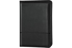 Lcjtop Padfolio Binder A5 Document Organizer with Refillable Lined Notepad, Junior Size Folder Portfolio for Men Women, Black
