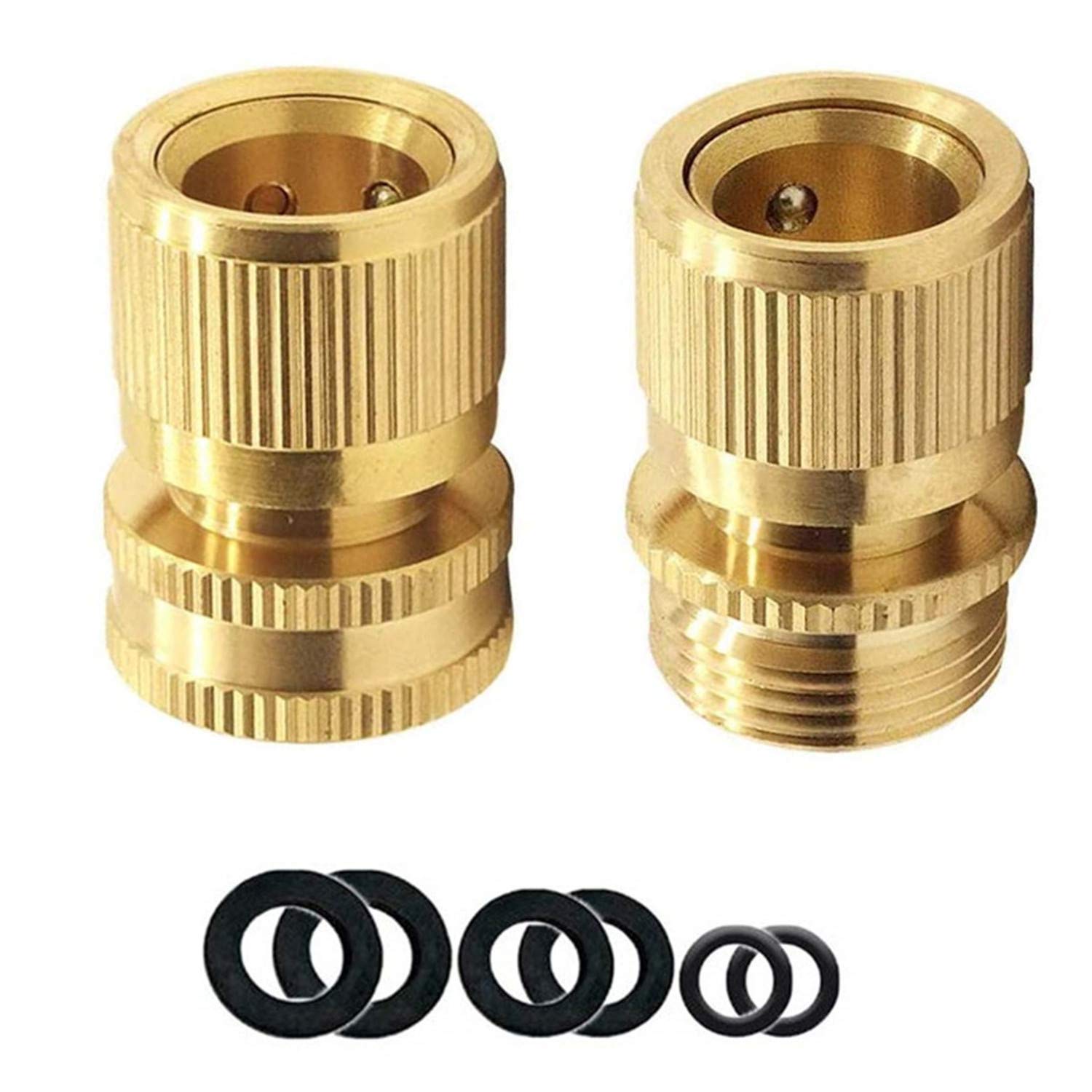 TOPWAYS® Expandable Garden Hose Pipe Connect Kit, Brass 3/4 inch MALE AND FEMALE Adaptors Connector Quick Connect Tap and Spray Appliance