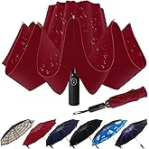 LLanxiry Compact Travel Umbrella, 44" Canopy, Automatic Open/Close Windproof Umbrella, 210T Pongee, 8-Rib Fiberglass, Travel Size Mini, Portable Rain/Sun Umbrellas UPF 50+ with Cover