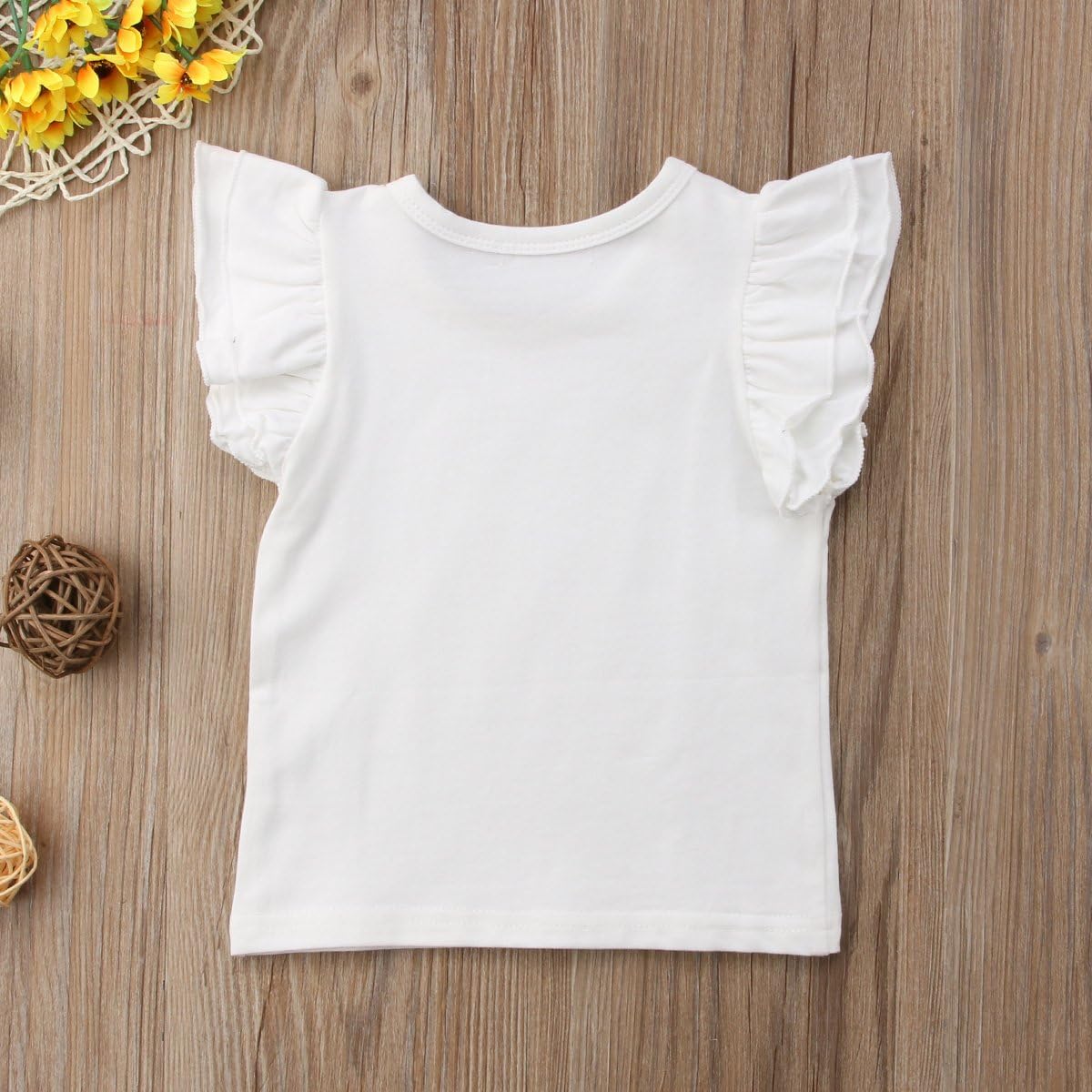 Mubineo Toddler Baby Girl Basic Plain Ruffle Sleeve Cotton T Shirts Tops Tee Clothes: Clothing