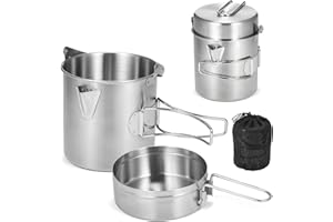 Lixada Camping Pot Stainless Steel Lightweight Bottle Cup or Pot with Foldable Handle and Dual Use Cover for Camping Hiking B