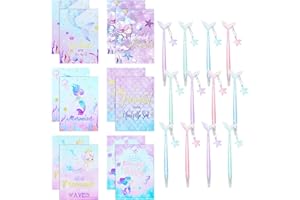 Chris.W 24 Pieces Mermaid Notebook and Pen, Mermaid Scale Notepads, Cute Mermaid Memo Notebooks, Mermaid Stationary Party Fav