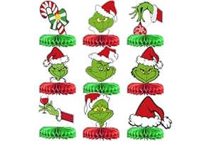TTDQ 9 Pcs Christmas Centerpieces Whoville Christmas Decorations Grinchmas Christmas Decorations Christmas Birthday Party Decorations Christmas Vacation Party Supplies