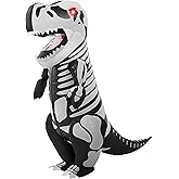 Spooktacular Creations Kids Skeleton Dinosaur Inflatable Costume, LED Light Eyes Skeleton Dinosaur Costume, Full Body T.Rex Blow Up for Halloween Dress Up Parties