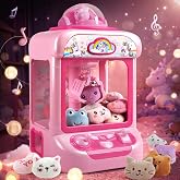 Unicorn Mini Claw Machine for Kids - Candy Vending Toy with 20 Plush Prizes | A USB or battery-powered arcade prize dispenser with LED lights and mute mode, birthday Christmas gift for girls ages 3-8