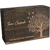 Engraved Time Capsule Memory Box – Wooden Keepsake Box for Graduation, New Year, or Life Events – Medium Size – Dark Walnut – 8.5 x 6 x 3 in