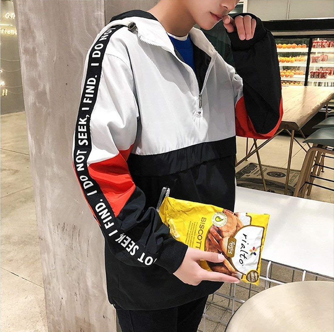 mens pullover windbreaker with hood