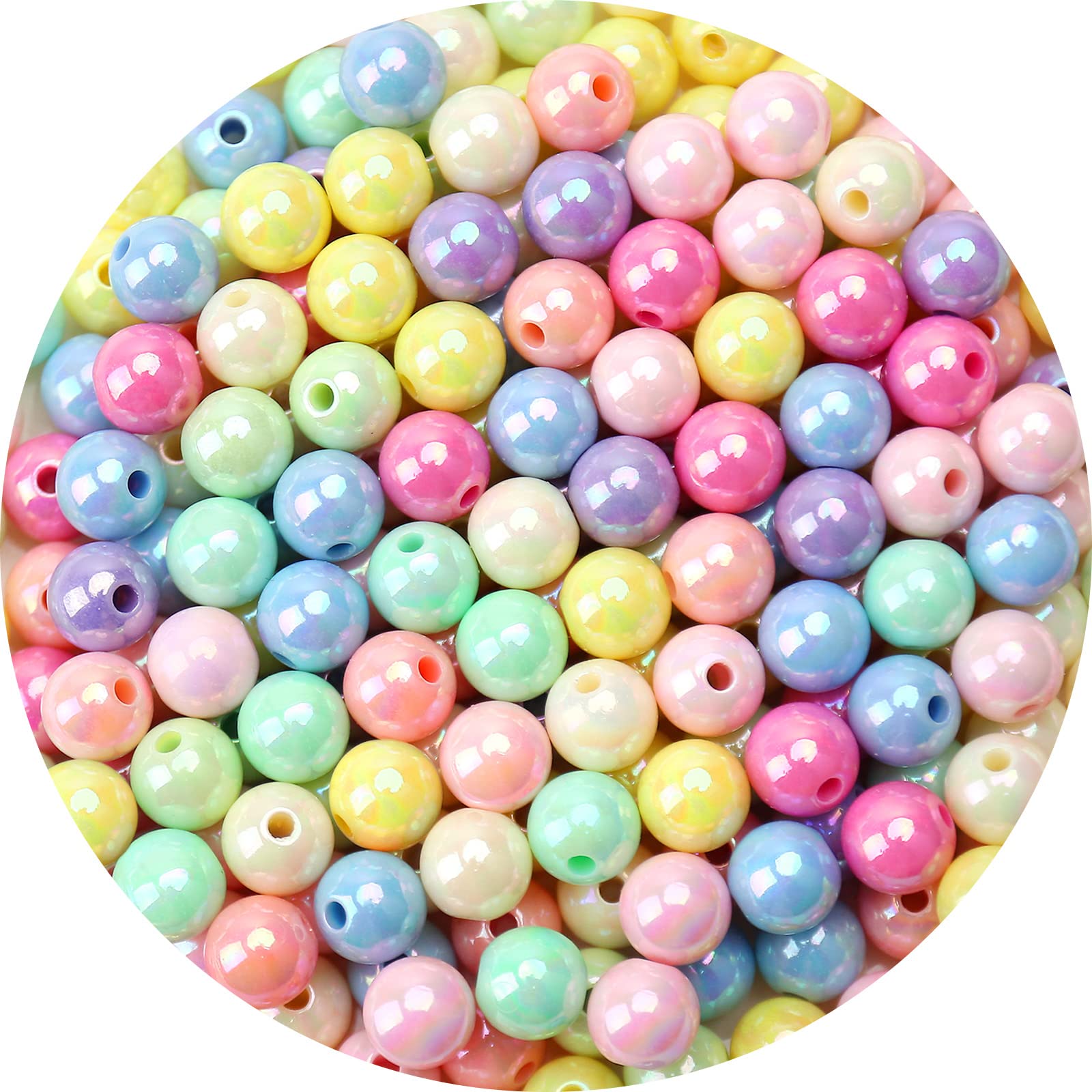 Photo 1 of 1000PCs 6MM Smooth Mix AB Color Acrylic Round Beads, Round Acrylic Balls Gumball Beads, Bubblegum Beads Chunky Beads, Plastic Resin Beads for Necklace and Bracelet Making, Crafting Supplies